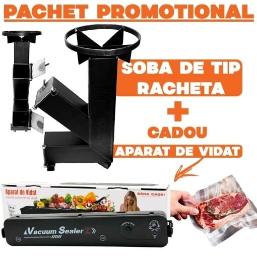 Sobă tip rachetă cu latura focar de 10/12/15 cm – Produs original fabricat în România.