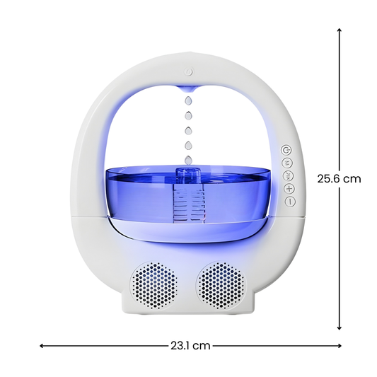 Umidificator 4-în-1 cu Picătură Anti-Gravitație, LED Ambiental & Boxă Bluetooth + CADOU 6 Esențe Parfumate