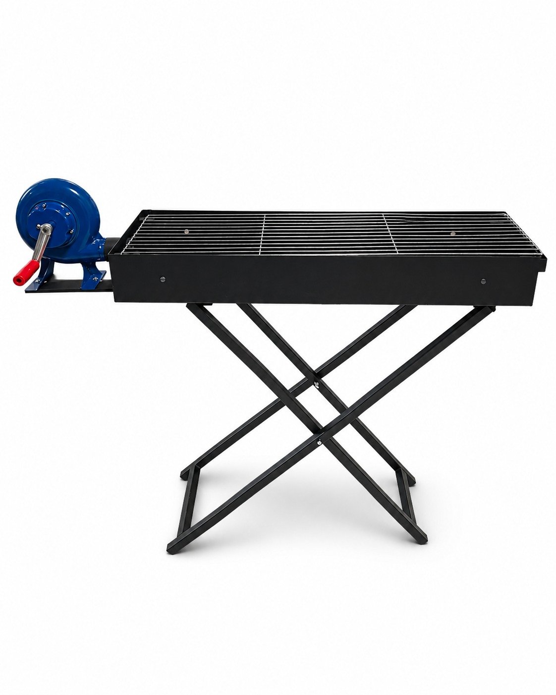 Grătar BBQ portabil cu suflantă de aer, 80 x 25 x 75 cm, grătar compact pe cărbuni pentru exterior