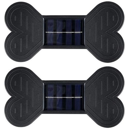 Set 2 Lămpi Solare LED de Perete, cu Lumină Alb Cald Bidirecțională, Decorative pentru Exterior