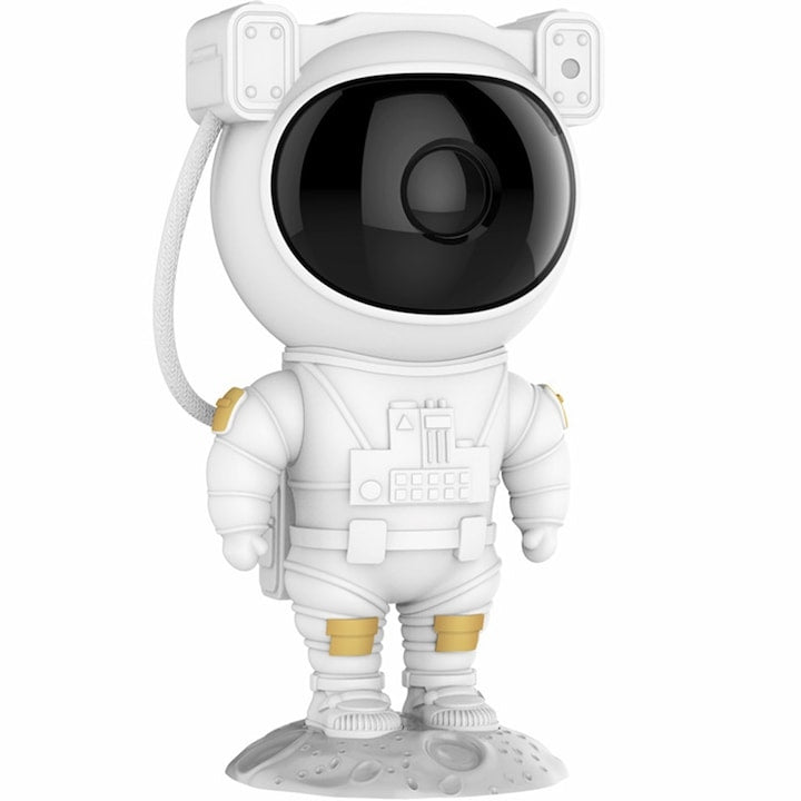Proiector de Stele Astronaut – Lampa de Veghe cu Rotire 360°, Telecomandă și Efecte de Galaxie